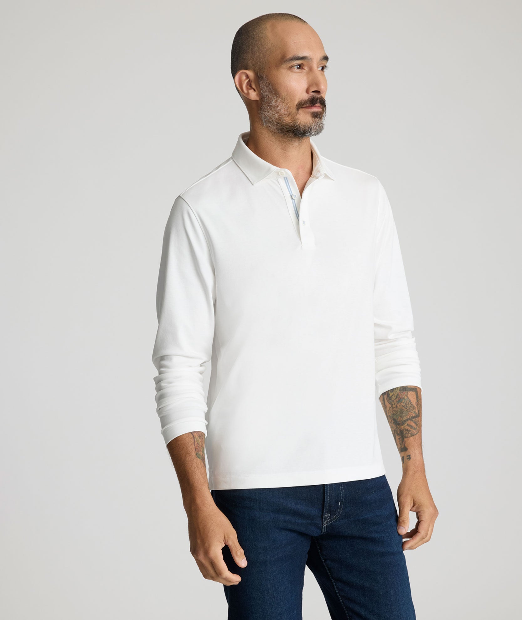 Wrinkle-Free Damaschino Long-Sleeve Polo